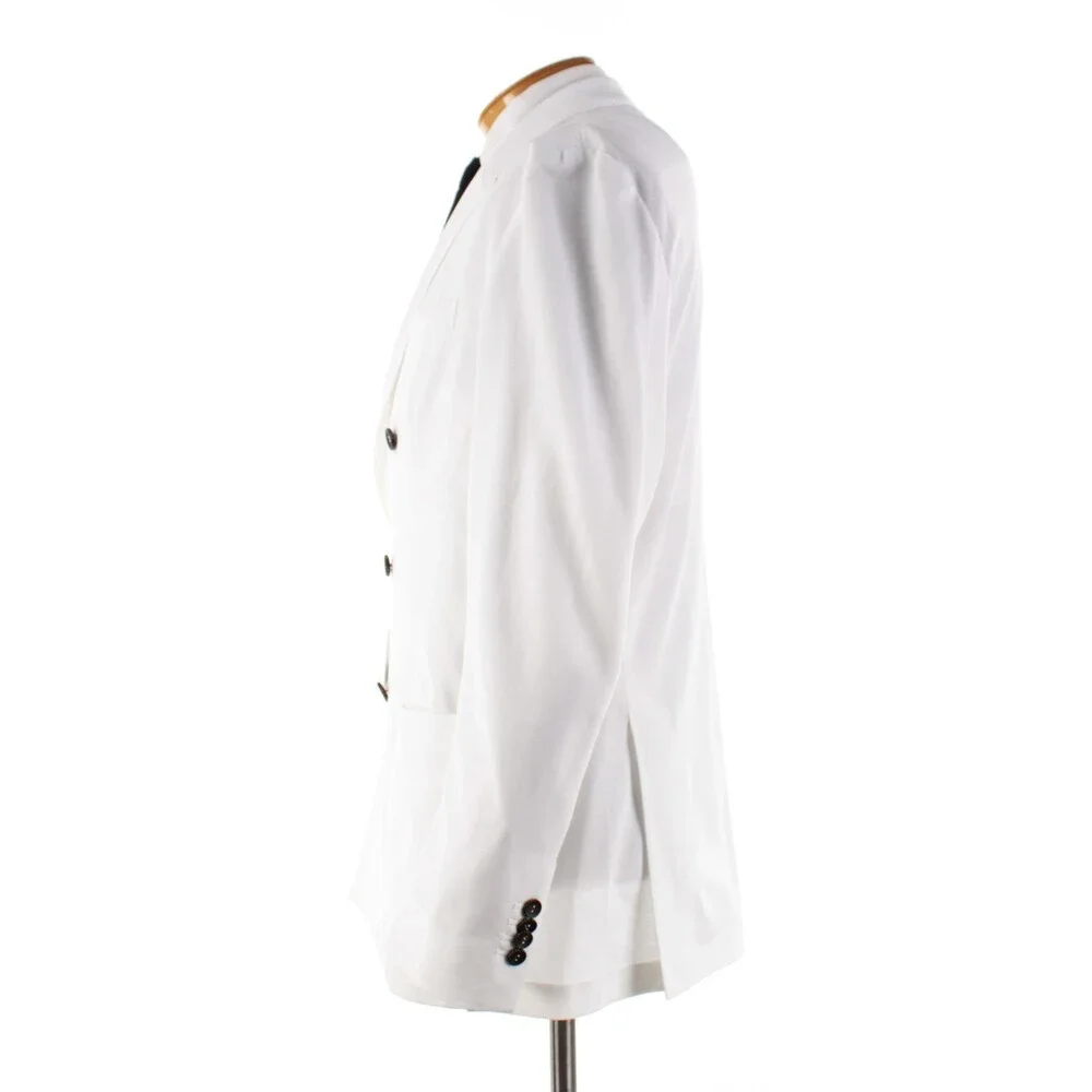 Fradi NWT Cotton Double Breasted Sport Coat Size 52R (42R US) In Solid White